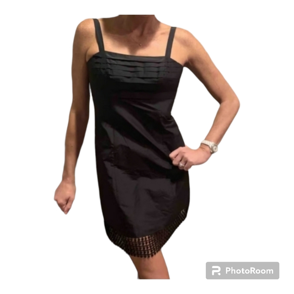 Elegant Lilly Pulitzer Alana-Style Black Spaghetti strap Silk Mini Dress Size 4